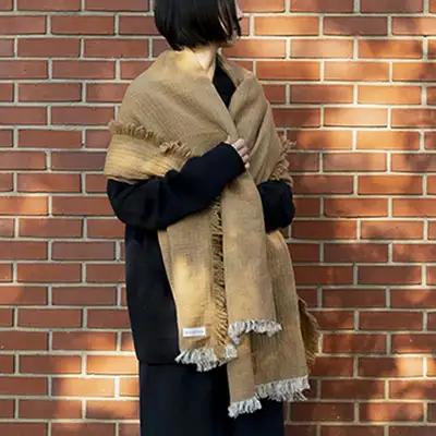 Lambwool Cupro Blanket Stole - GOLD