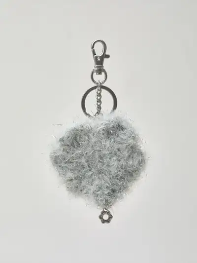 Colle Knit Flower Keyring Silver