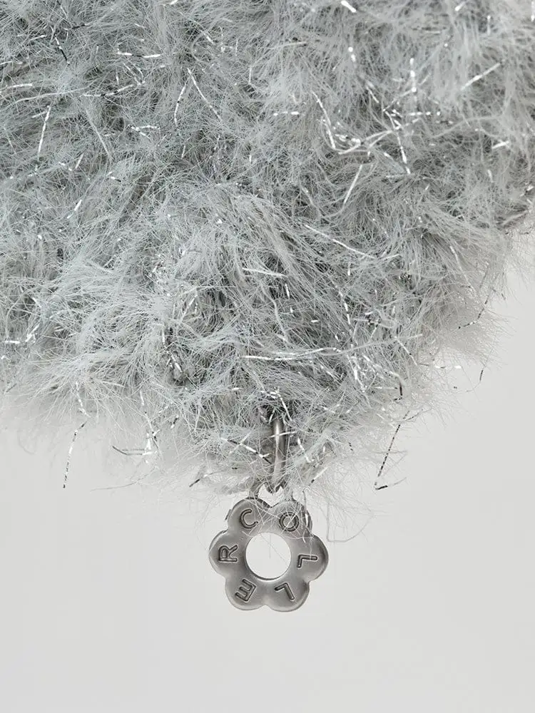 Colle Knit Flower Keyring Silver — 2