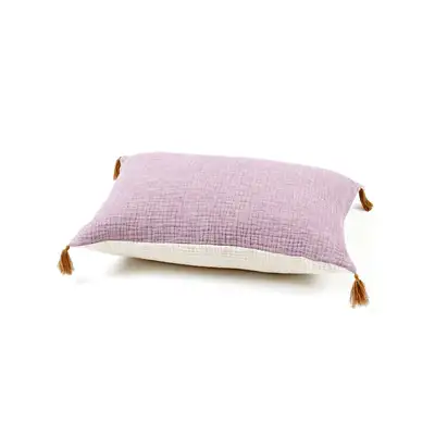 Bicolor Gauze Cushion - Purple / Ivory