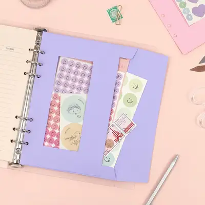 6孔透明窗口信封 A5 (粉红色、薰衣草色)