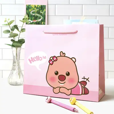 Popofancy Pororo Plump Shopping Bag 4-Piece Set Character Paper Shopping Bag
