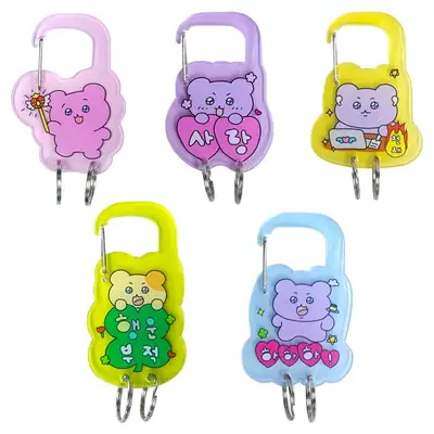 PopoFancy Jalhae Bear Acrylic Carabiner 5-Piece Set Keyring