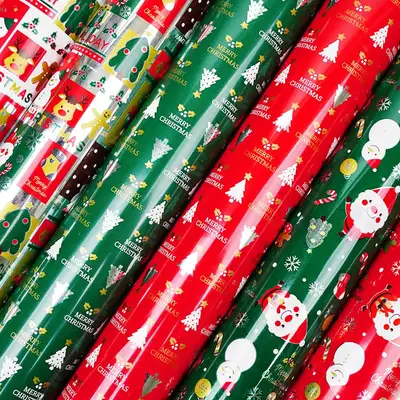 PopoFancy Christmas Vinyl Coated Roll Wrapping Paper