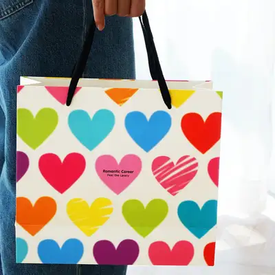 Popofancy Heart Paper Shopping Bag 10-Pack Thank You Gift Bags