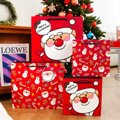 PopoFancy Happy Christmas Gift Shopping Bags Set of 5