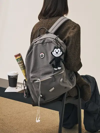 Colle Canvas One-Pocket Backpack L Mud Grey