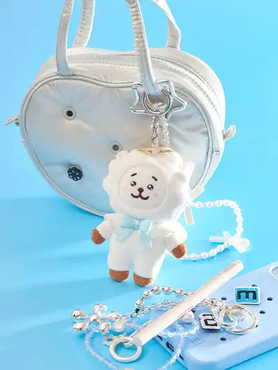 BT21 RJ Angel and Villain Angel Character Plush Keyring