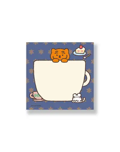 コーヒーとぽっちゃりキャラクターのスティッキーメモパッド