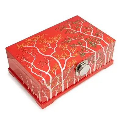 Premium Lacquerware Mother-of-Pearl Jewelry Box Two-Tier Seasonal Spring Summer Red - Jang Chun-Cheol Artwork