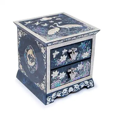 Song-Hak Drawer-Only Jewelry Box (Korean Hanji, Blue) - Work by Oh Myung-ho