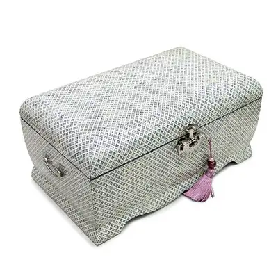 Cloisonné Pattern (Good Fortune) 2-Tier Mother-of-Pearl Lacquer Jewelry Box (Extra Large) - Work by Park In-ho