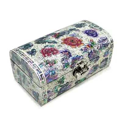 Peony Round Two-Tier Mother-of-Pearl Jewelry Box (Small, 7-inch) - Oh Myung-ho