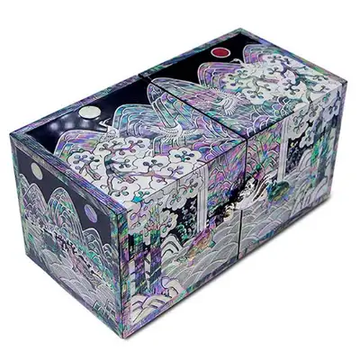 Sun, Moon, and Five Peaks Mother-of-Pearl Phoenix Ring Dual Jewelry Box