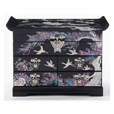 Songak Scholar 5-Drawer Abalone Jewelry Box Large (Glossy Black)