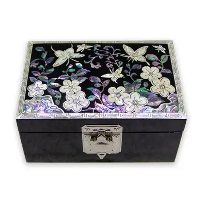 Yijo Mother-of-Pearl Single-Tier Jewelry Box (Om Myeong-ho) - Butterfly Pattern