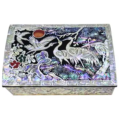 Lee Jo Hand-Inlaid Mother-of-Pearl Business Card Case - Crane Design