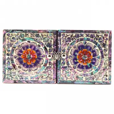 Round Scrolling Flower Pattern Twin Jewelry Box - Oh Myung-ho Artwork