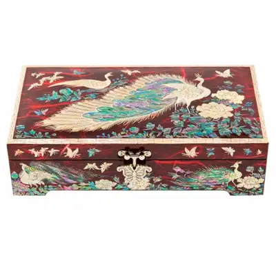Hanji Craft One-Tier Jewelry Box (Red) - Oh Myeong-ho