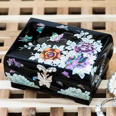 Peony Butterfly 1-Tier Jewelry Box
