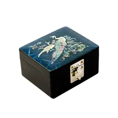 Blue Peacock Hanji Tortoise Jewelry Box