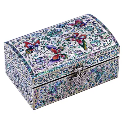 Treasure Box Butterfly and Arabesque 1-Tier Jewelry Box Small