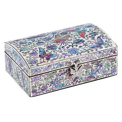 Pirate Chest Butterfly Pattern Single-Tier Jewelry Box Medium