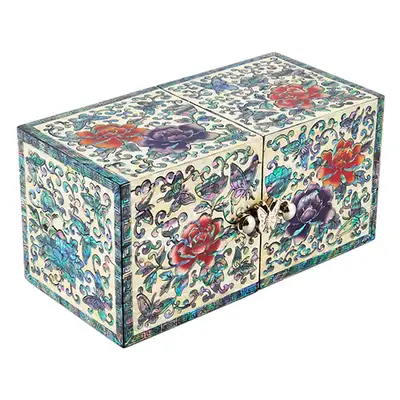 Peony Mother-of-Pearl Double-Lid Jewelry Box (Small) - Work by Oh Myeong-ho