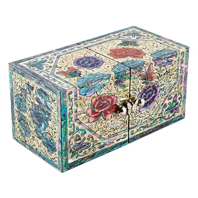 Peony Octagonal-Bordered Double Jewelry Box (Medium, Small) - Work by Oh Myeong-ho