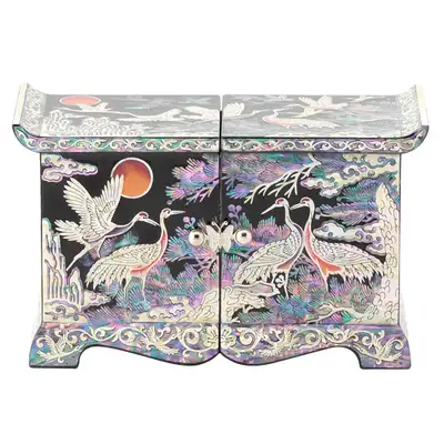 Crane (Black) Tile Double-Box Jewelry Case - Work by Oh Myung-ho