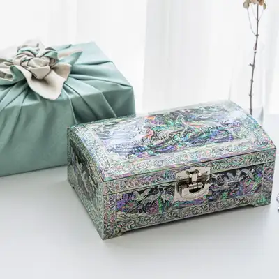 Flock of Cranes Two-Tier Jewelry Box (Black) by Yu Chang-geun