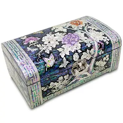 Peony Tree Two-Tier Rolling Left-Hinged Jewelry Box - Artist Park In-ho