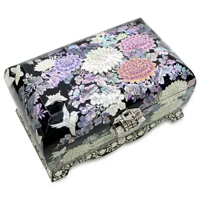 Hydrangea Two-Tier Left Jewelry Box (Black) - By Park In-ho