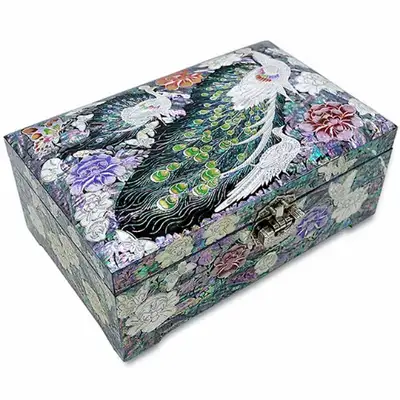 Peacock Two-Tier Mother-of-Pearl Jewelry Box (Large) - Work by Park In-ho