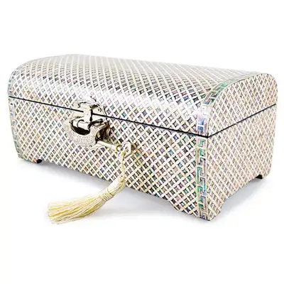 Abalone Shell Jewelry Box with Seven Treasures Pattern (2-Tier Rotating, 24cm) - Work by Park In-ho
