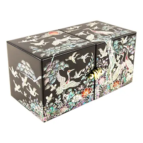 天然贝壳珠宝盒(双盒、松鹤A、中号) — 1