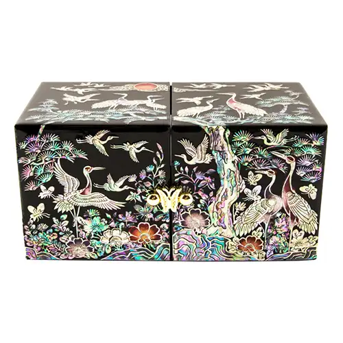 天然贝壳珠宝盒(双盒、松鹤A、中号) — 2