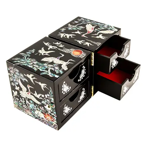 天然贝壳珠宝盒(双盒、松鹤A、中号) — 4