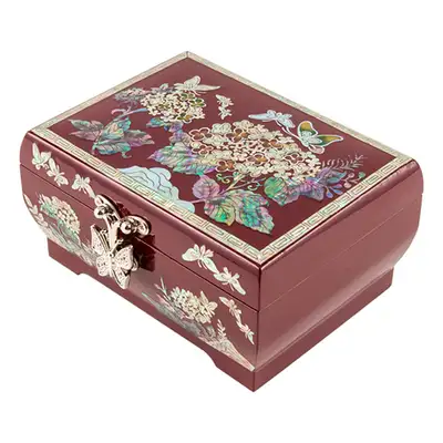 Hydrangea Mother-of-Pearl Jewelry Box (Red, Single Tier)