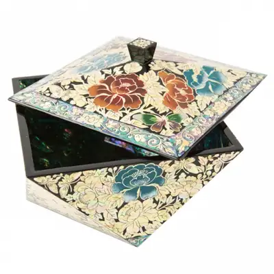 Peony Polygon Knob Multi-Purpose Storage Box (Black)