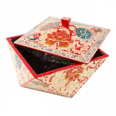 Mudan Multi-Faceted Lid Multi-Purpose Storage Box (Red)