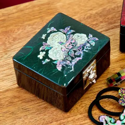 Green Rose - Hanji Turtle Jewelry Box
