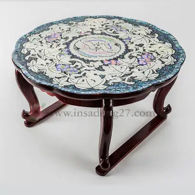 Grape Pattern Celadon Carved Table - In-ho Park Work Large