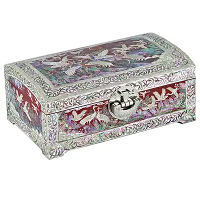 Crane Flock Two-Tier Rolling Jewelry Box (Red) - Yu Chang-geun
