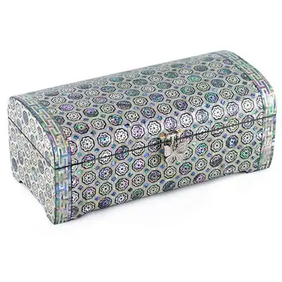 Floral Pattern Butterfly Handle Two-Tier Rolling Left Jewelry Box—Park In-ho Artwork