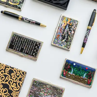 Mother-of-Pearl Lacquerware Business Card Case - Traditional Korean Craft with Engraving Service