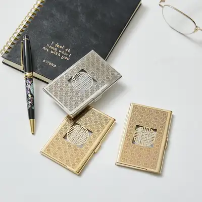 Gold Silver Glossy Metal Business Card Case - Jungang Craft Studio Product