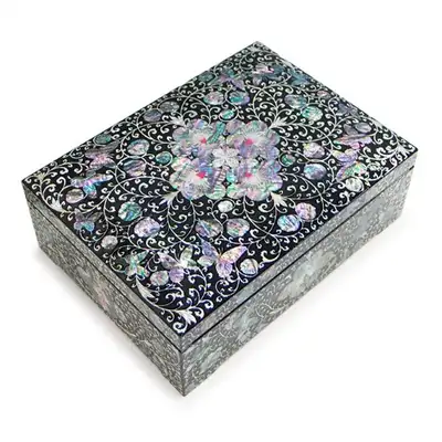 Premium Mother-of-Pearl Lacquerware Document Box with Mugunghwa Pattern