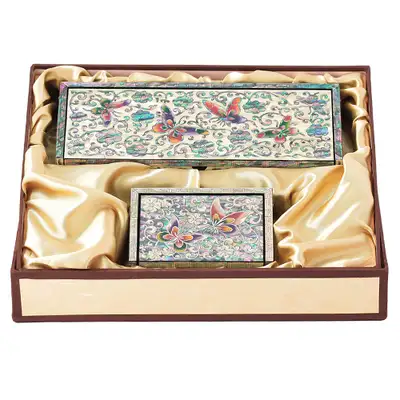 [Butterfly][Peony] Auto-Pop Right Angle Business Card & Stationery Holder Set