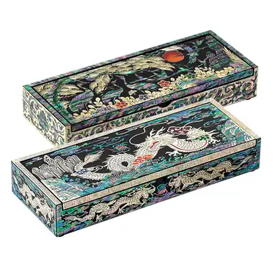 [Cranes and Pine][Dragon] Automatic Right Angle Pen Holder - Work by Oh Myeong-ho